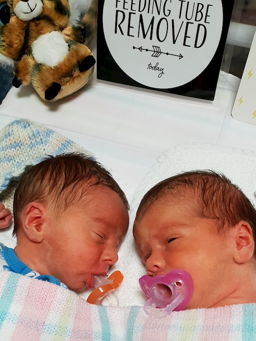 twins in hospital given dummies
