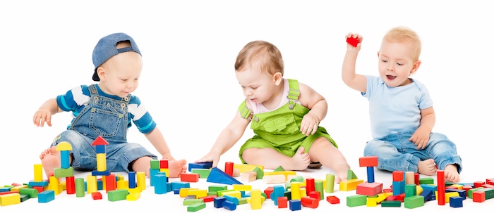 Indoor activities for toddler twins: Building Blocks for triplets