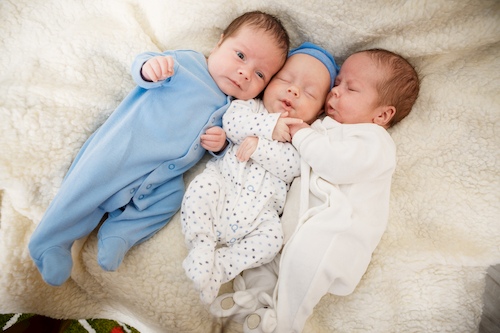 Looking after twins takes approximately 19 hours a day caring for newborn triplets