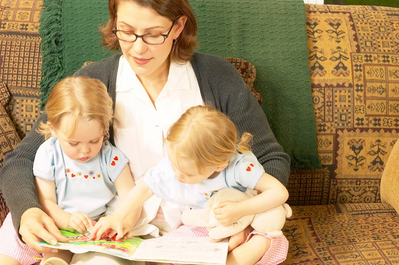 reading books to twins