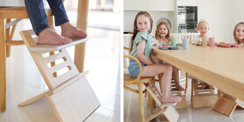 Highchair Footrest dangling feet while eating