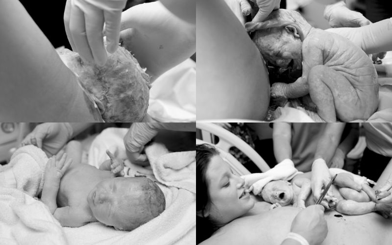 twin natural birth story with professional photography