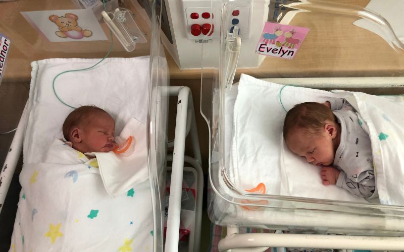 Twins born at 32 weeks 2 days due to placental abruption 34 weeks 2 days twins